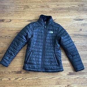 The North Face Reversible Fluffy/Puffer Jacket - Girls L - Black - Like New